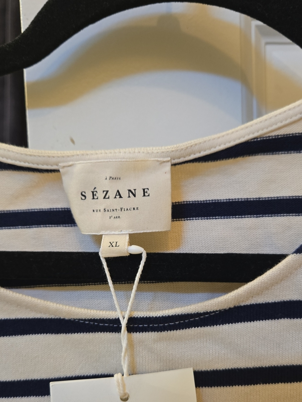 Sezane Colette Marinière Ecru / Navy - Size XL NWT - Picture 3 of 5